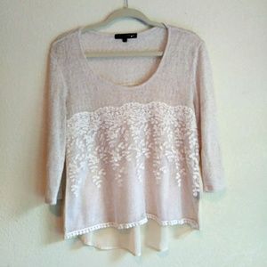 Star Scene Beige Nude Long Sleeve Top M